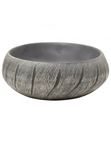 Lavabo da Appoggio Nero e Grigio Ovale 59x40x15 cm Ceramica