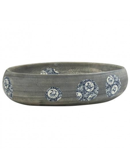 Lavabo da Appoggio Grigio Ovale 59x40x15 cm Ceramica