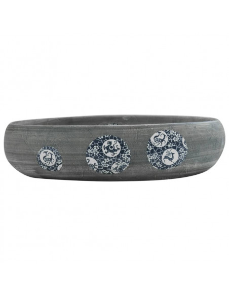 Lavabo da Appoggio Grigio Ovale 59x40x15 cm Ceramica