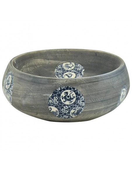 Lavabo da Appoggio Grigio Ovale 59x40x15 cm Ceramica