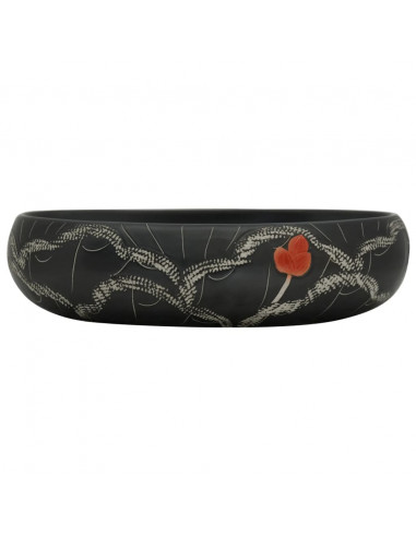 Lavabo da Appoggio Nero Ovale 59x40x15 cm Ceramica