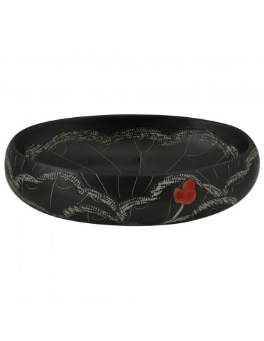 Lavabo da Appoggio Nero Ovale 59x40x15 cm Ceramica