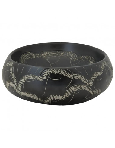 Lavabo da Appoggio Nero Ovale 59x40x15 cm Ceramica