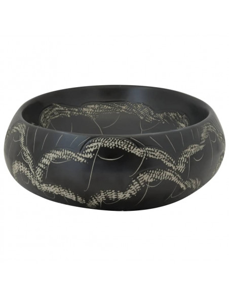 Lavabo da Appoggio Nero Ovale 59x40x15 cm Ceramica