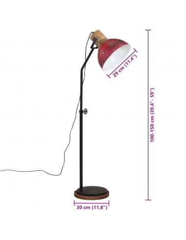 Lampada da Terra 25 W Rosso Anticato 30x30x100-150 cm E27