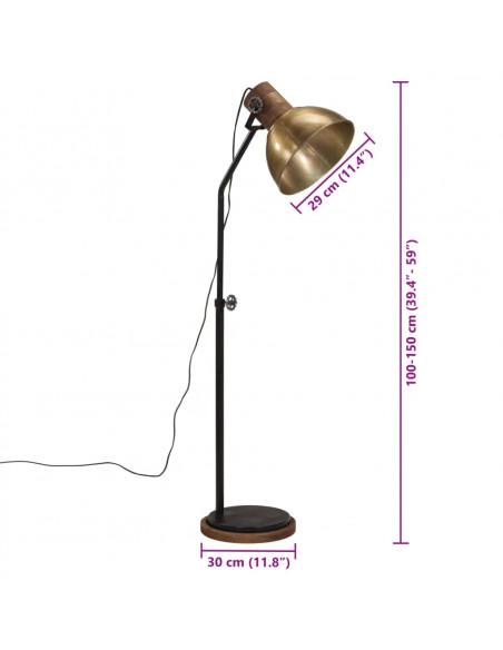 Lampada da Terra 25 W Ottone Anticato 30x30x100-150 cm E27