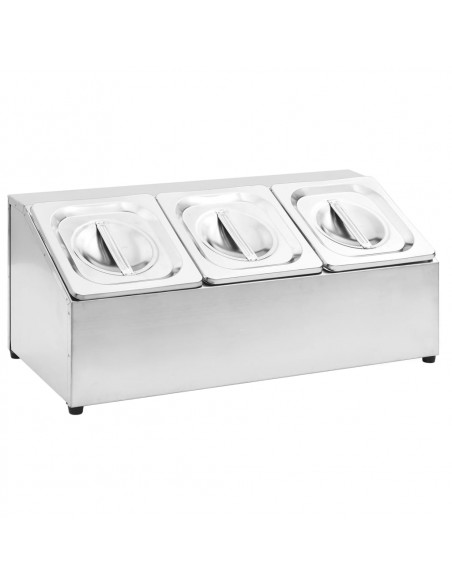 Supporto Gastronorm con 3 Contenitori GN 1/6 in Acciaio Inox