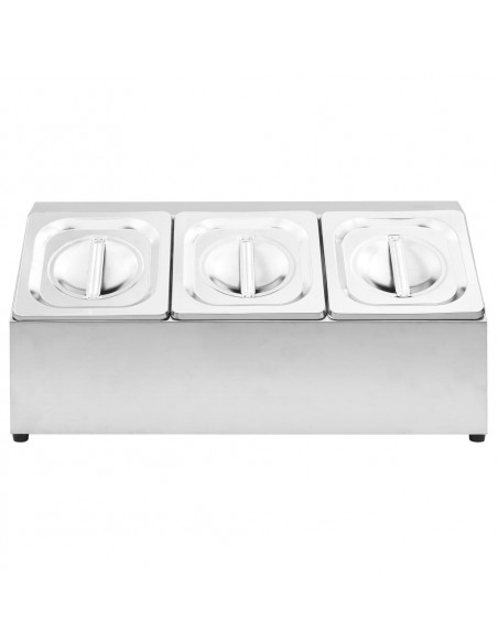 Supporto Gastronorm con 3 Contenitori GN 1/6 in Acciaio Inox