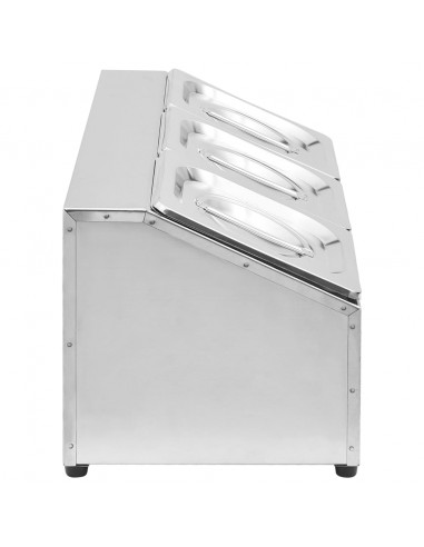 Supporto Gastronorm con 3 Contenitori GN 1/6 in Acciaio Inox