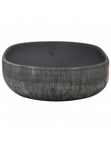 Lavabo da Appoggio Grigio e Nero Ovale 59x40x14 cm Ceramica