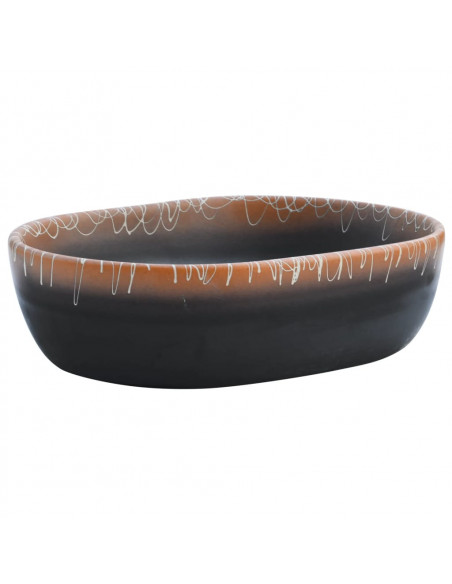 Lavabo da Appoggio Nero e Arancione Ovale 47x33x13 cm Ceramica