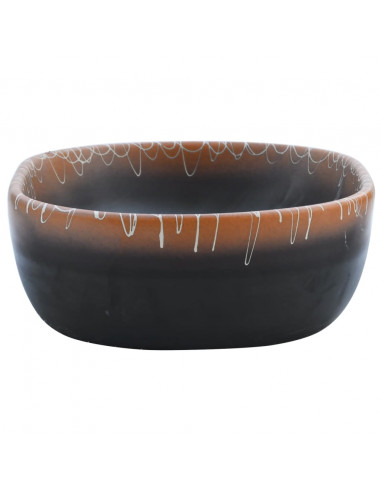 Lavabo da Appoggio Nero e Arancione Ovale 47x33x13 cm Ceramica