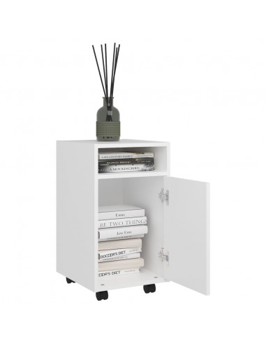 Credenza con Ruote Bianca 33x38x60 cm in Legno Multistrato