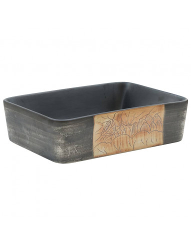 Lavabo Appoggio Nero Marrone Rettangolare 46x35,5x13cm Ceramica