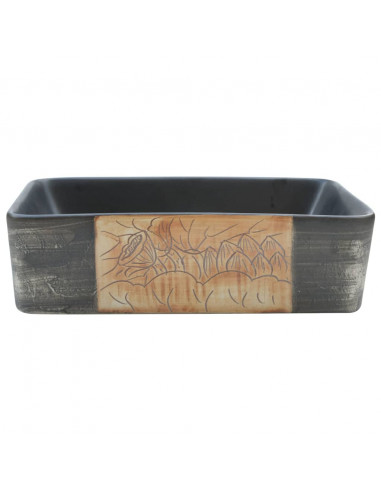 Lavabo Appoggio Nero Marrone Rettangolare 46x35,5x13cm Ceramica