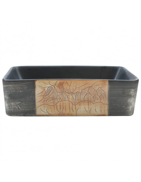 Lavabo Appoggio Nero Marrone Rettangolare 46x35,5x13cm Ceramica