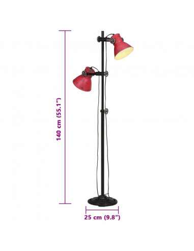 Lampada da Terra 25 W Rosso Anticato 25x25x90/140 cm E27