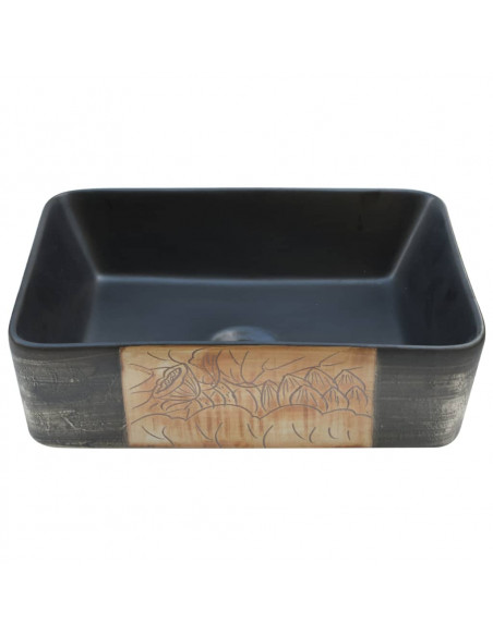 Lavabo Appoggio Nero Marrone Rettangolare 46x35,5x13cm Ceramica