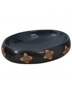 Lavabo da Appoggio Nero e Blu Ovale 59x40x15 cm Ceramica 2