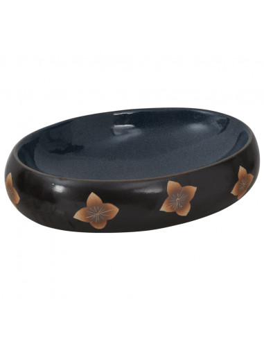 Lavabo da Appoggio Nero e Blu Ovale 59x40x15 cm Ceramica