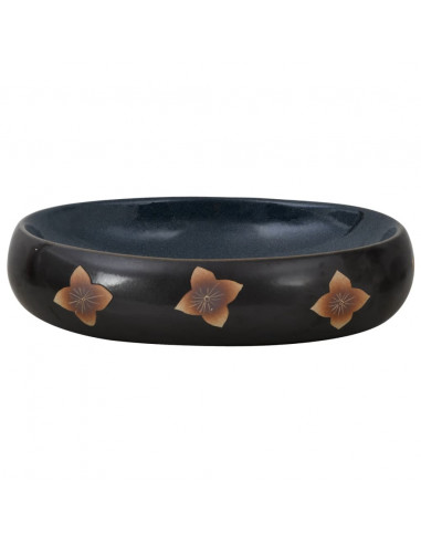 Lavabo da Appoggio Nero e Blu Ovale 59x40x15 cm Ceramica