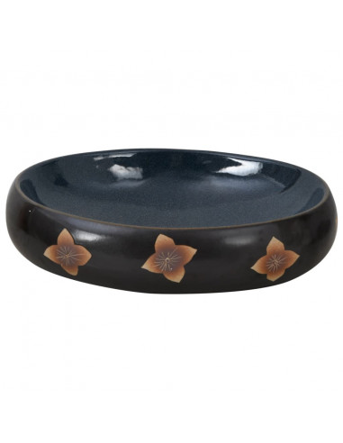 Lavabo da Appoggio Nero e Blu Ovale 59x40x15 cm Ceramica