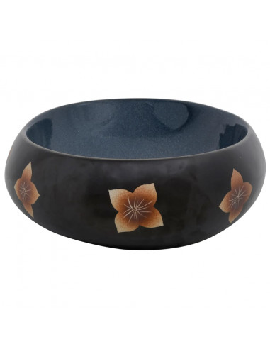 Lavabo da Appoggio Nero e Blu Ovale 59x40x15 cm Ceramica