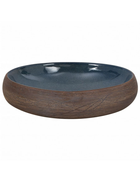 Lavabo da Appoggio Marrone e Blu Ovale 59x40x15 cm Ceramica