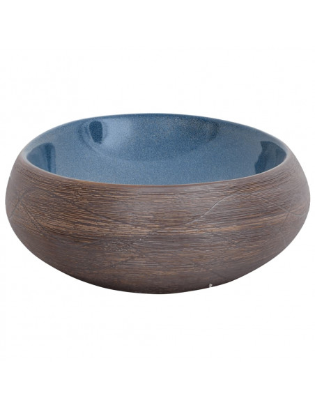 Lavabo da Appoggio Marrone e Blu Ovale 59x40x15 cm Ceramica