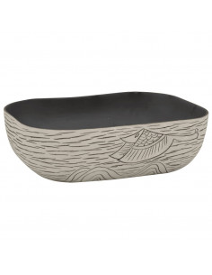 Lavabo Appoggio Grigio Nero Rettangolare 48x37,5x13,5 Ceramica 2