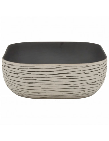 Lavabo Appoggio Grigio Nero Rettangolare 48x37,5x13,5 Ceramica