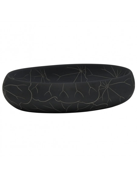 Lavabo da Appoggio Nero Ovale 59x40x15 cm Ceramica