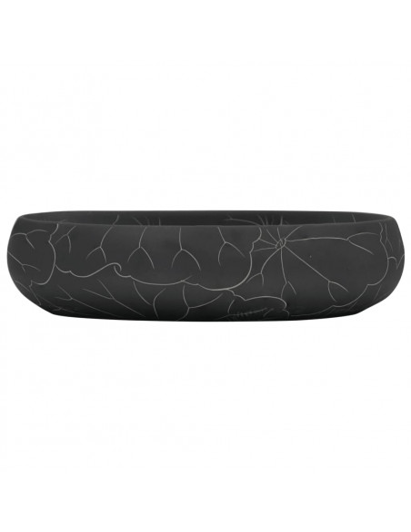 Lavabo da Appoggio Nero Ovale 59x40x15 cm Ceramica