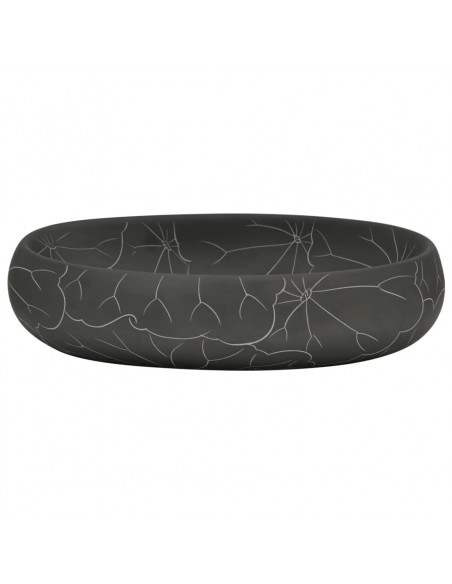Lavabo da Appoggio Nero Ovale 59x40x15 cm Ceramica