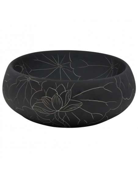 Lavabo da Appoggio Nero Ovale 59x40x15 cm Ceramica