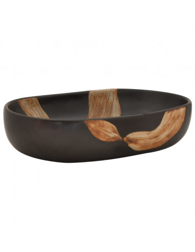 Lavabo da Appoggio Nero Ovale 59x40x14 cm Ceramica