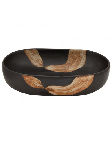 Lavabo da Appoggio Nero Ovale 59x40x14 cm Ceramica