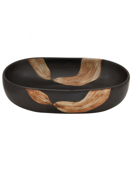 Lavabo da Appoggio Nero Ovale 59x40x14 cm Ceramica