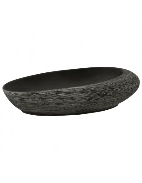 Lavabo da Appoggio Grigio e Nero Ovale 59x40x14 cm Ceramica