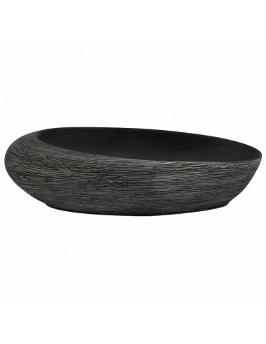 Lavabo da Appoggio Grigio e Nero Ovale 59x40x14 cm Ceramica