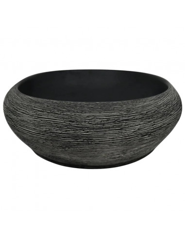 Lavabo da Appoggio Grigio e Nero Ovale 59x40x14 cm Ceramica