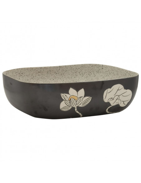 Lavabo Appoggio Grigio Nero Rettangolare 48x37,5x13,5 Ceramica