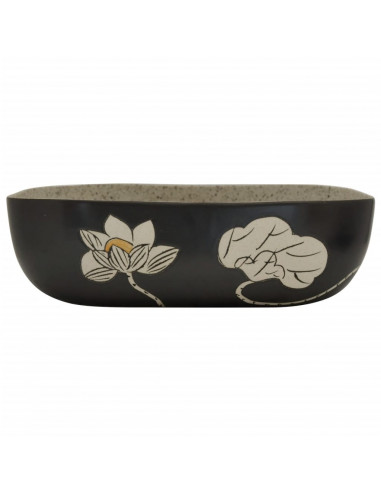 Lavabo Appoggio Grigio Nero Rettangolare 48x37,5x13,5 Ceramica
