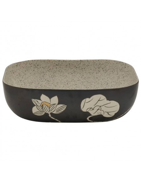 Lavabo Appoggio Grigio Nero Rettangolare 48x37,5x13,5 Ceramica