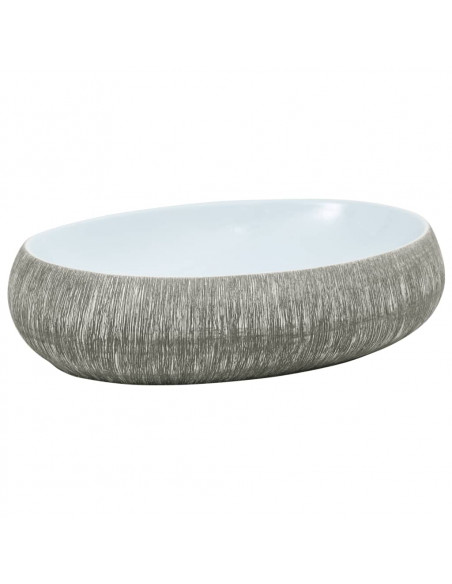 Lavabo da Appoggio Grigio e Blu Ovale 59x40x15 cm Ceramica
