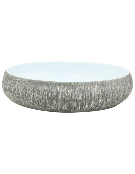 Lavabo da Appoggio Grigio e Blu Ovale 59x40x15 cm Ceramica