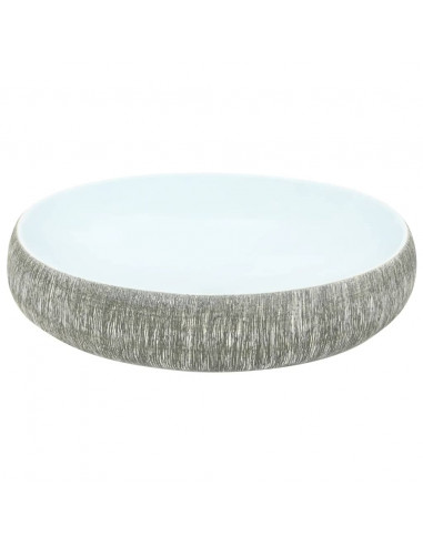 Lavabo da Appoggio Grigio e Blu Ovale 59x40x15 cm Ceramica
