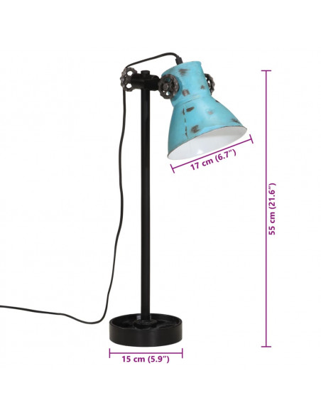 Lampada da Scrivania 25 W Blu Anticato 15x15x55 cm E27