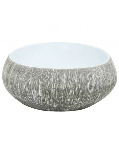 Lavabo da Appoggio Grigio e Blu Ovale 59x40x15 cm Ceramica