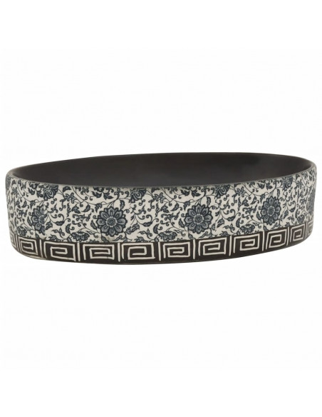 Lavabo da Appoggio Nero e Blu Ovale 56,5x36,5x13,5 cm Ceramica